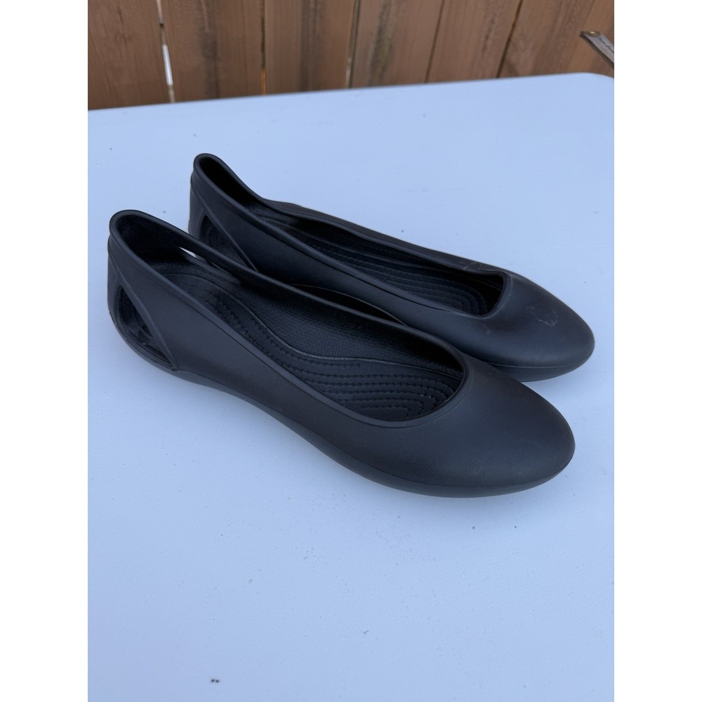 Crocs Shoes Womens 9 Black Sloane Ballet Flats Toe Foam Casual Slip On
